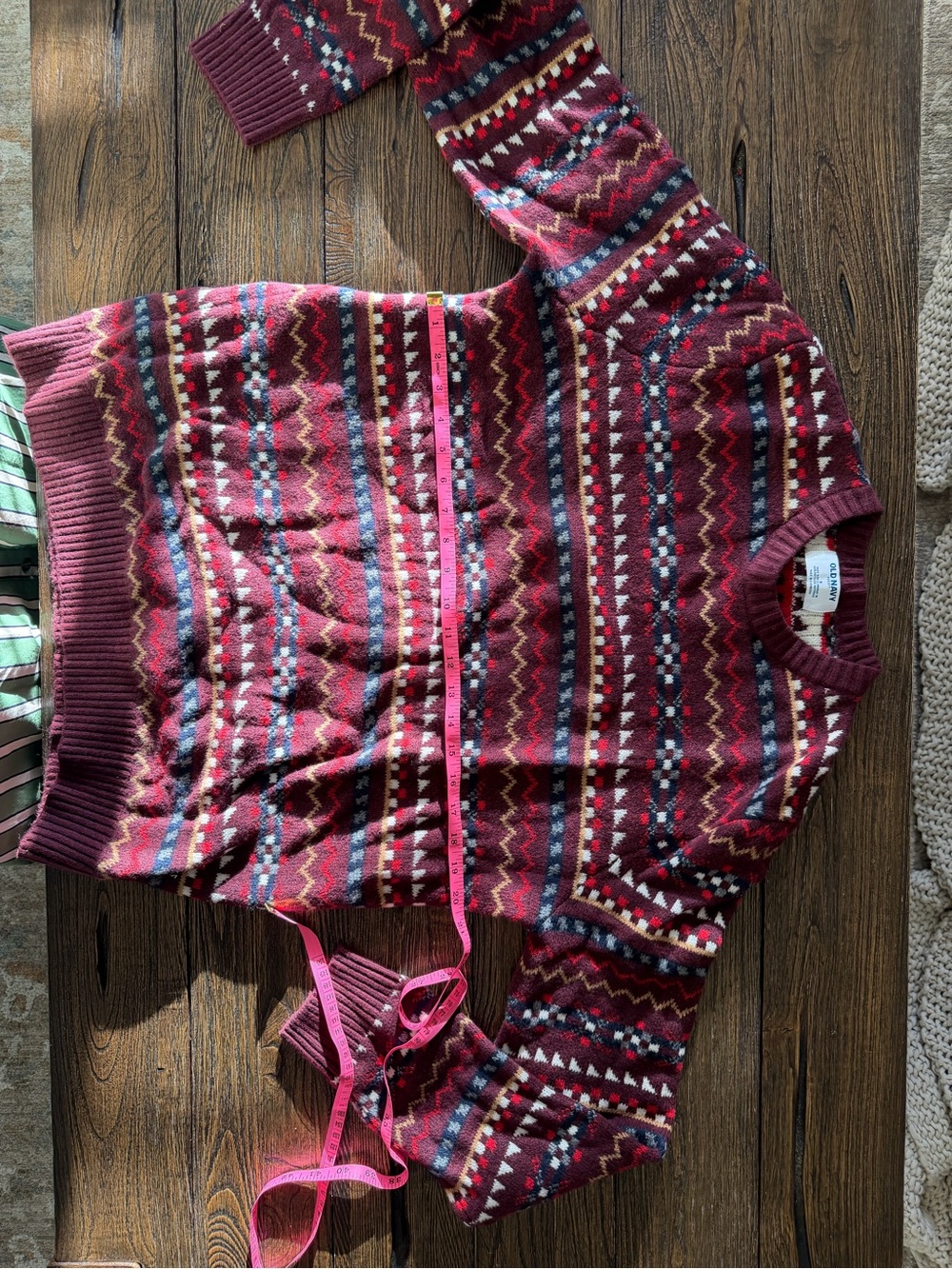 NWT Men’s Maroon Fair Isle Crewneck Sweater